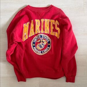 Vintage Red Marines Coed Crew Neck Sweatshirt